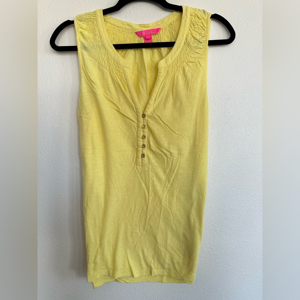 Lilly Pulitzer Yellow Tank Top with Button Detail